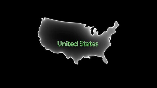 United States of America thin line map on white background, Country collection.Map of United States of America showing different states. Animated usa contiguous lower 48 u.s. state map.