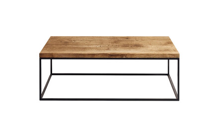 Wooden Coffee Table with Metal Frame on Transparent Background

