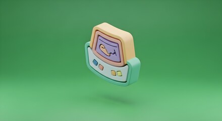 3d Ultrasound Machine Icon in Pastel Colors on Green Background