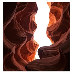 Antelope Canyon's swirling sandstone walls meet a bright sky A view looking upward from within the canyon