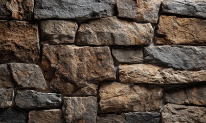 Sturdy Stonewall Background Diverse Brown and Gray Brickwork Pattern for Wall Textures and Natural Rock Surface