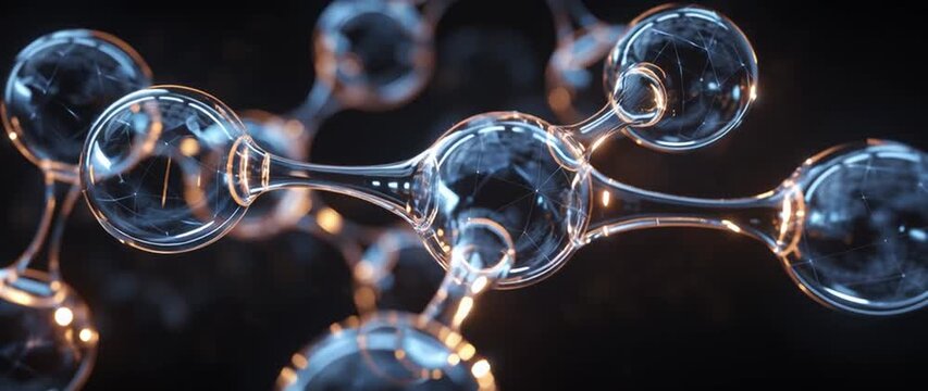 Anamorphic video 3D animation formaldehyde molecule on black background