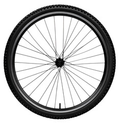 Fototapeta premium black bicycle wheel isolated on white background