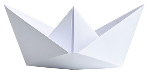 an origami paper boat in white color isolated on white background