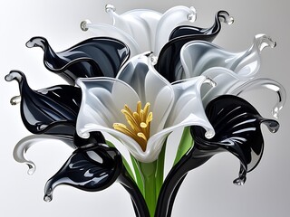 Black  White Glass Calla Lilies.