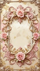 Pink Roses Ornate Frame Design. (1)