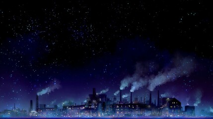 Ethereal Factory Under Starry Sky/星空の下の幻想的な工場6