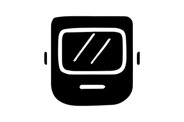  The headset is shown from the front, featuring a wide rectangular visor with two diagonal lines inside that represent reflections on the lens