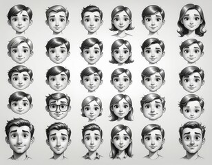 Fototapeta premium Diverse cartoon portraits collection