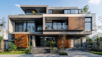 Fototapeta premium Modern Abstract Urban Architecture with Striking Geometric Lines