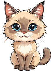 Fototapeta premium Cute cartoon a illustrator vector balinese cat