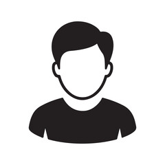 Simple black silhouette icon of a person s head and shoulders