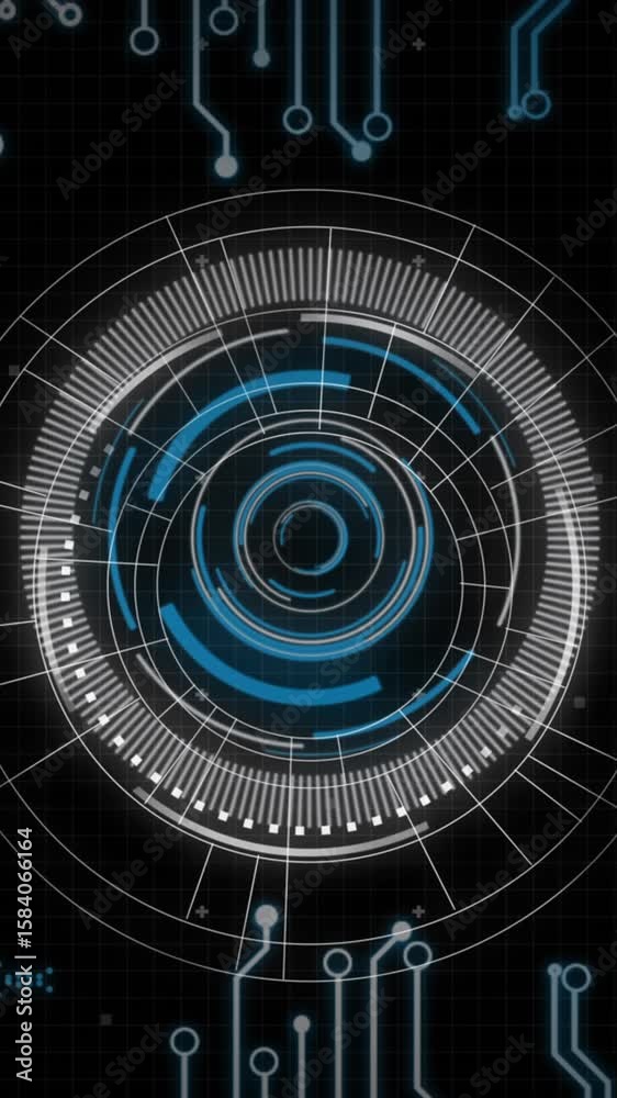 Poster Animation of interface with round scanner, microprocessor connections and data processing