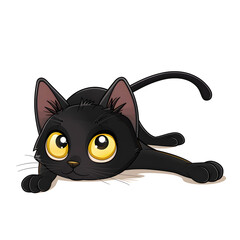 Cute Black Cat with Big Yellow Eyes