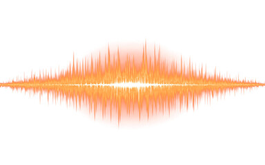 Orange Soundwave Visualization Representing Audio Frequency and Amplitude Isolated on a transparent background
