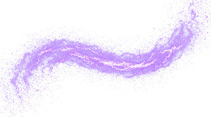 Wispy purple smoke stream with fine particle explosion effect Isolated on a transparent background