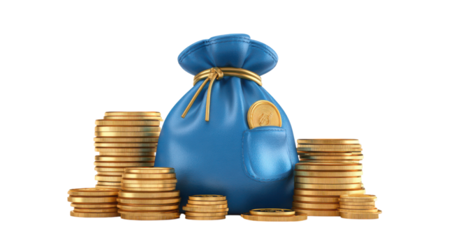 3D Render of Stacked Folders on Transparent Background