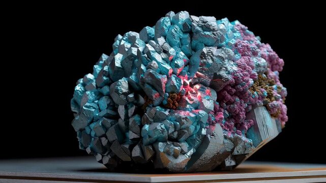 Thorium reactor glowing red energy colorful mineral rock with glowing thorium crystal resembling futuristic reactor core emitting