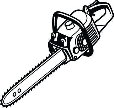 black and white chainsaw isolated clip art preview