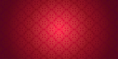 Elegant Chinese Red and Gold Seamless Pattern Background
