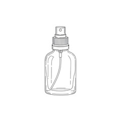 Detailed Black and White Outline of a Spray Bottle Vector Illustration.