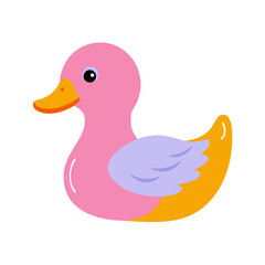  Pink Duck: Colorful Cartoon Duck with Purple Wing