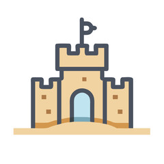 Obraz premium Medieval Watercastle with Tower and Flag Illustration