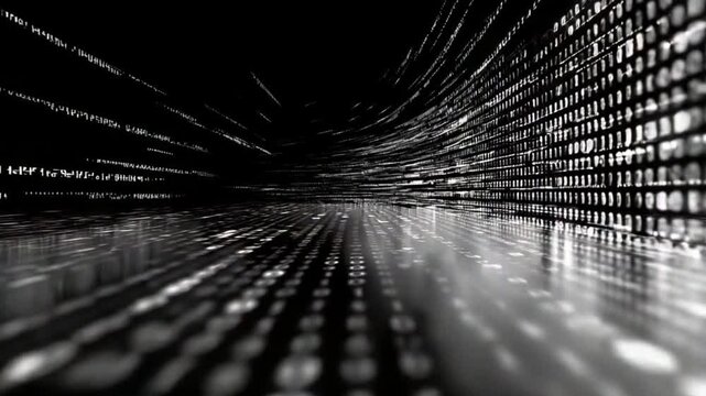 Futuristic Digital Data Stream: Abstract Binary Code Visualization and Cyber Technology Concept