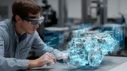 Engineer Uses Augmented Reality to Analyze Engine Design for Optimization and Efficiency - Powered by Adobe
