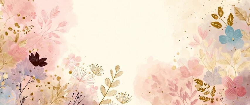 Anamorphic video Watercolor floral background animation video. Valentine's Day, Mother's Day, Weddings, and Women's Day background video animation
