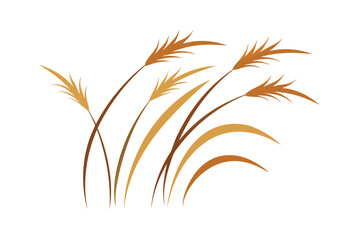 Stylized Ornamental Grasses Swaying On Clear Background