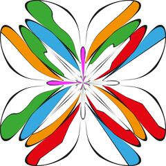 Abstract floral pattern. Colorful bloom illustration. Dynamic petal design. Vector organic element.