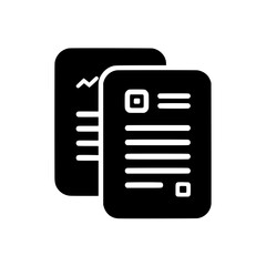 Icon of two overlapping document pages representing duplicate files, reports, or paperwork