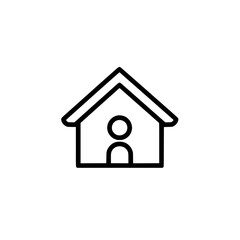 Simple icon of a house with roof and door representing home, real estate, or shelter