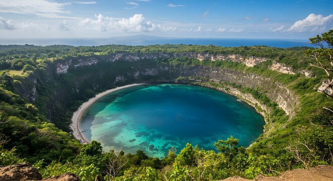 Panoramic View of Segara Anakan Lagoon a Geological Doline on Sempu Island