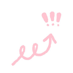 pink arrow hand drawn doddle isolated on transparent png