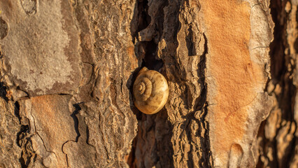 Schnecke auf Baumrinde