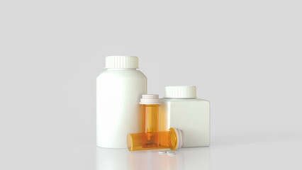 The Drug bottle on white background for Medical or health concept 3d Rendering.