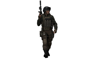 SWAT walking and ready