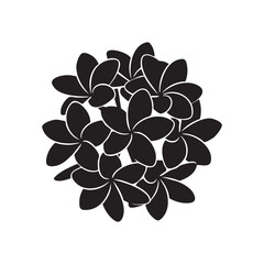 Plumeria Cluster in Circular Arrangement – Tropical Floral Silhouette Icon Design