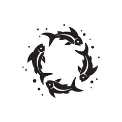 Fish Swimming in Circle – Ocean Animal Silhouette Loop Design in Abstract Motion