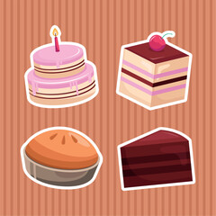 Differents Cakes Bakery Elements Illustration Set 3
