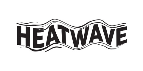HEATWAVE Word in Distorted Wavy Letters – Bold Typography Silhouette Summer Text Art