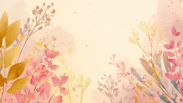 Watercolor floral background animation video. Valentine's Day, Mother's Day, Weddings, and Women's Day background video animation