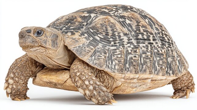 Gray and Brown Tortoise on White Background