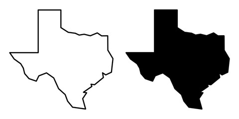 Texas map icon set with simple and modern design isolated on transparent background