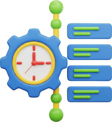 Stylized 3D Gear Clock With Timeline And Task List Elements Transparent Background Transparent Background