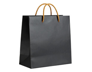Luxe Matte Black Shopping Bag with Metallic Gold Rope Handles