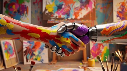Artistic Collaboration: Human and AI Handshake - Powered by Adobe