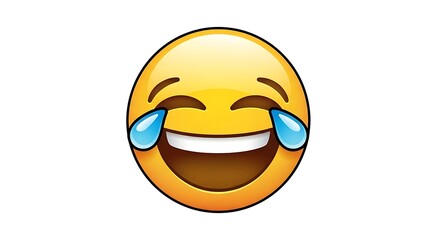 Fototapeta premium Laughing Emoji with Tears Vector – Funny Expression on White